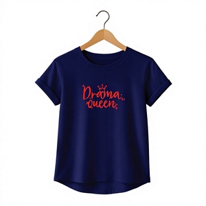 Camiseta Casual de Mujer con Estampado de Flores Daisy Azul Marino, Cuello Redondo, Manga Corta, 100% Algodón, Transpirable, para Primavera/Verano - Product Image 3