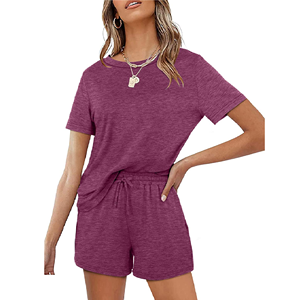 Ensemble 2 pièces pour femmes, t-shirt à manches courtes, Shorts à taille élastique, habits d'été personnalisés, pour femmes et dames - Product Image 1