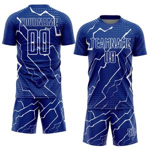 Tenues de football pour hommes 100% polyester, design uni avec logo d'équipe sur les maillots et les shorts, style décontracté, vêtements de football - Product Image 1