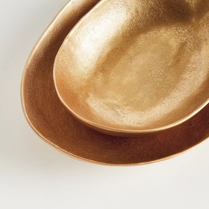 Hot Pick Handmade Decorative Bowl Set Minimalist Design <b>Gold</b> Finish Oval Shape Tabletop <b>Vase</b> - Product Image 5