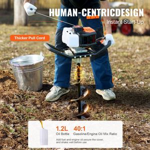 Trivella a Benzina 52CC 1450W con 8 Punte di Perforazione e Asta di Prolunga, Trivella Elettrica per Terreno - Product Image 5