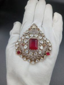 Vintage Gold Plated <b>Ruby</b> Peacock Pendant Diamond Accents Ethnic Women's Wedding Jewelry Charm Gift Silver <b>Necklace</b> - Product Image 4
