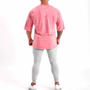 Approvisionnement direct usine – T-shirt homme vintage 100 % coton personnalisé, manches courtes, délavé à l'acide, coupe oversize, double couche - Product Image 4