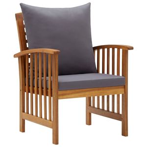 Juego de 2 sillas de jardín gris oscuro de madera natural de acacia maciza - Product Image 3