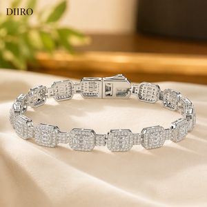 925 Sterling <b>Silver</b> Baguette Cut Diamond Tennis <b>Bracelets</b> Luxury Moissanite Ice Iced Out Women's <b>Bracelets</b> - Product Image 1