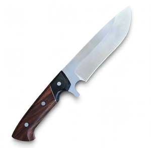 Cuchillo utilitario artesanal de acero con alto contenido de carbono para uso en exteriores, mango de palisandro natural con refuerzo de micarta negra - Product Image 4
