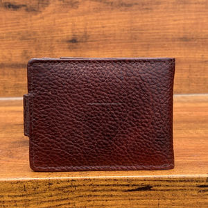 Nuevo grabado logotipo personalizado RFID cuero genuino de grano completo pequeño Delgado billetera plegable tarjetero billetera de regalo personalizada para hombres - Product Image 5