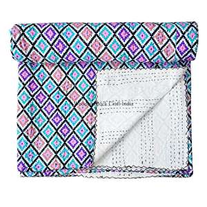 Colchas Kantha Modernas y Elegantes de Estilo Vintage, Patchwork Étnico Tradicional, 100% Algodón Ecológico, Hechas a Mano, Estampadas, para Cama, Hogar y Hotel - Product Image 6