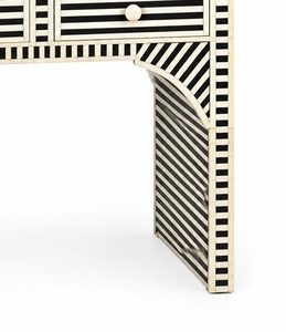 Mesa Hecha a Mano con Incrustaciones de Hueso |   Mesa de entrada geométrica en blanco y negro para decoración del hogar - Product Image 5