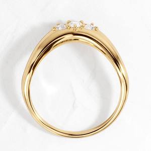 Bague en or massif 14 carats avec diamant taille poire et bande incurvée, bijoux fins de mode, bague en argent sterling 925, bijoux de créateur personnalisés - Product Image 2