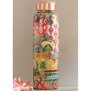 ขวดน้ำทองแดงลายโบฮีเมียนแบบพกพาพร้อมฝาปิด - Product Image 1