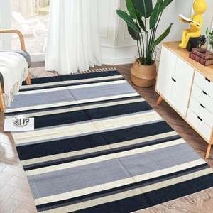 Compact 4x6 pieds laine coton Dhurrie Kilim tapis tapis tapis pour petites chambres balcons ou zones d'étude - Product Image 1