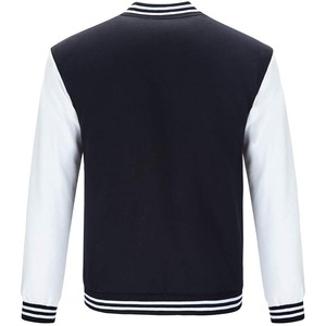 <b>Men's</b> Black <b>White</b> Regular Fit Turn-down Collar Button Closure Casual Style Fleece Material Varsity <b>Jacket</b> Available For Sale - Product Image 6