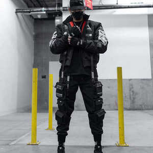 Cyberpunk Techwear <b>Jacket</b> Men's Tactical Bomber Streetwear Windbreaker Multi-Pocket Harajuku Urban Utility Flight Sportswear - Product Image 4