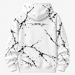 Sweat à capuche décontracté RITS pour homme, imprimé marbre blanc et noir, avec poche avant, coupe classique, pour l'automne, vente en gros - Product Image 2