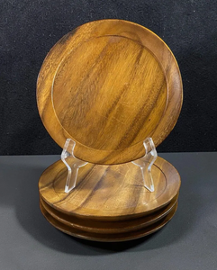 Juego de 4 Platos de Madera Auténtica de Filipinas de 9.75 Pulgadas, Platos de Madera para la Cena - Product Image 1