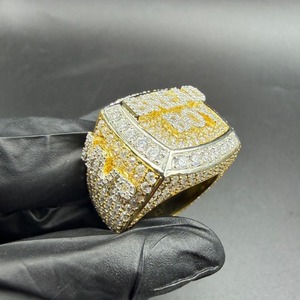 Round Cut <b>925</b> <b>Silver</b> Yellow Gold Plated Personalized <b>Ring</b> Hip Hop Statement Iced Out <b>Ring</b> Fine Jewelry Special for Men's - Product Image 2