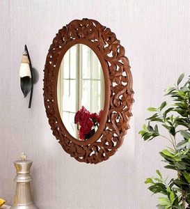 Decorative Wooden Wall <b>Mirror</b> Handmade Oval <b>Hanging</b> <b>Mirror</b> Custom Size Polished Frame for Bathroom Living Room Hallway - Product Image 4