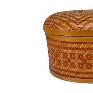 Panier de rangement ovale en bambou tressé à la main de haute qualité, avec couvercle, vente en gros, fournisseur d'usine OEM - Product Image 2