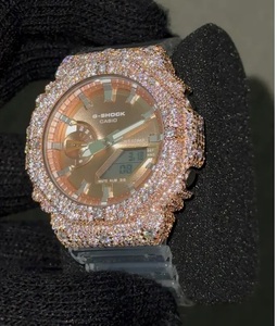 Montre de luxe en or rose sertie de moissanite et de diamants VVS, style hip-hop - Product Image 2