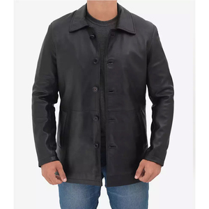 New Year Design Men's Warm Leather Jacket Letter Pattern Front Logo Stand Collar Windproof Thick Customizable Color Size - Product Image 1