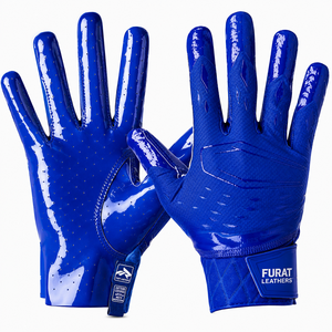 Guantes Deportivos FURAT LEATHERS de Cuero, Completos, Azules, Antideslizantes, Unisex, con Cierre de Velcro, para Todas las Temporadas - Product Image 1