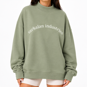 Sweat-shirt à col montant pour femme de haute qualité, broderie personnalisée, mélange de coton, épaules tombantes, fournisseur d'usine - Product Image 1