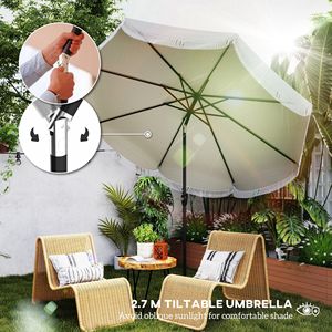 Ombrellone da Esterno 9FT UPF 30+ per Mercato/Patio, 8 Stecche, Inclinazione a Pulsante, Ventilato, con Manovella in Acciaio - Product Image 4