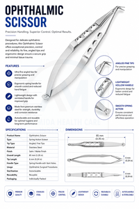 AL MIDA HEALTH CARE INSTRUMENTS Ciseaux chirurgicaux ophtalmiques Instruments de précision pour la chirurgie oculaire Outils médicaux en acier inoxydable - Product Image 6