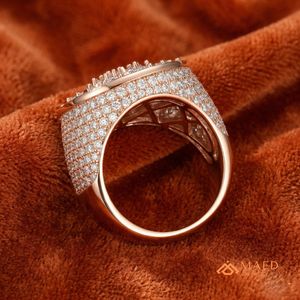 <b>Mens</b> Rose Gold Tone Moissanite Signet <b>Ring</b> Luxury Hip Hop Statement Jewelry Gift <b>for</b> Stylish <b>Men</b> Urban Style Daily Wear - Product Image 3