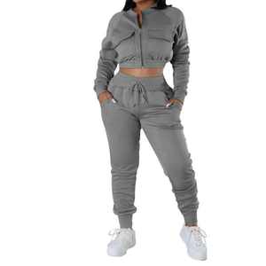 Conjuntos de 2 piezas de sudaderas con capucha y pantalones deportivos para mujer, ropa deportiva informal al por mayor, personalizada - Product Image 5