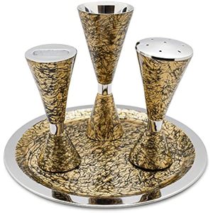 Ensemble Havdalah moderne : Gobelet Kiddush, plateau large, porte-bougie Havdalah, boîte à épices Besamim, ensemble pour la fin du Shabbat, noir et or - Product Image 4