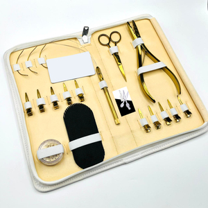 Kit d'outils pour extensions capillaires imperméables à micro-perles dorées, tenue forte, avec pinces en acier inoxydable, ciseaux, outil à boucle, Fusion CLIP Micro Loop - Product Image 1