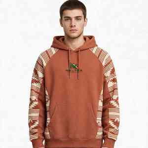 เสื้อฮู้ด NEXTEX ยูนิเซ็กส์ ลายแอซเท็กตะวันตกเฉียงใต้ สีเทอร์ราคอตต้า ผ้าฝ้ายฟลีซเนื้อนุ่ม อุ่นสบาย พร้อมลายกราฟิก - Product Image 1