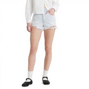 Shorts Bermuda 501 Original pour Femme, Taille Haute, Respirant, Séchage Rapide, Effet Délavé, Fermeture Boutonnée, 100% Coton, Indispensable pour l'Été - Product Image 1