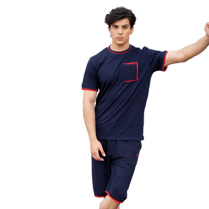 OEM Custom Men's Summer Casual <b>Suit</b> Cotton Crew Neck <b>T</b> <b>Shirt</b> And Shorts Set Breathable Knitted Sportswear Outfit - Product Image 1