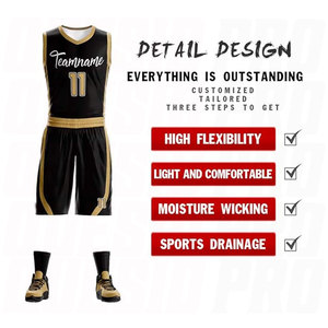 Ensemble d'uniformes de basketball personnalisés par sublimation, noir et blanc, maillot et short de basketball universitaire, design de logo d'équipe personnalisé - Product Image 3