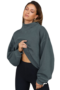 Sudadera Oversize de Cuello Redondo para Mujer, Color Sólido, Hombros Caídos, Manga Larga, Tejido de Algodón y Fibra de Bambú, Transpirable y Ecológica - Product Image 5