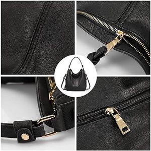 กระเป๋าถือหนังสีดำคลาสสิกพร้อมสายสะพายปรับได้ กระเป๋าหิ้วสะดวกสบาย - Product Image 2