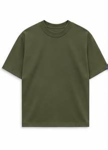Camiseta de Manga Corta para Hombre, Cuello Redondo, Color Verde Oliva, Corte Regular, Informal, de Algodón Jersey, Color Sólido, Tejido Liso - Product Image 1