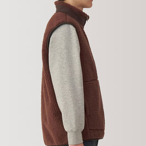 <b>Men's</b> <b>Sherpa</b> <b>Fleece</b> Vest Full Zip Stand Collar Sleeveless <b>Jacket</b> Breathable Warm Casual Outerwear for Winter - Product Image 4