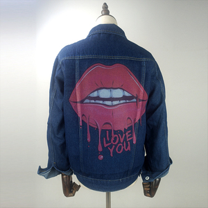 Blouson en cuir noir style décontracté 2022 pour homme, imprimé graphique lèvres, respirant et séchage rapide, vente en gros - Product Image 3