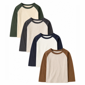 Camiseta Raglán Personalizada para Niño, 100% Algodón, Manga Larga, Estilo Béisbol, Suave, Informal, Unisex, con Mangas en Contraste, OEM, ODM, Venta al Por Mayor - Product Image 2