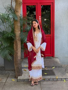 wholesale indian festival wear embroidery sequence georgette palazzo suit set women traditional wedding party dupatta dress - Product Image 3