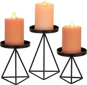 Porte-bougie géométrique en métal, support décoratif moderne pour bougies, pour la maison, le salon, les mariages et la décoration de table, décoration d'intérieur durable - Product Image 3