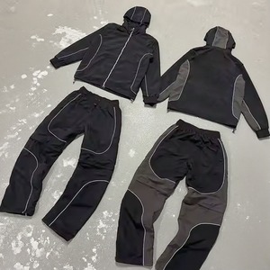 Vêtements de jogging personnalisés, veste coupe-vent et pantalon de survêtement, fermeture éclair, logo personnalisé, coupe-vent en nylon, ensembles de survêtements - Product Image 4