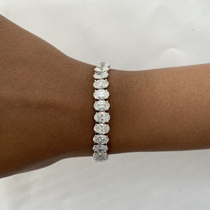 32.10 Carat Oval Lab Grown Diamond Tennis Bracelet 14K Gold VVS Clarity IGI Certified Elegant Luxury Everyday Wear - Product Image 4