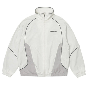 เสื้อแจ็คเก็ตวินด์เบรกเกอร์สีขาวสำหรับผู้ชาย ทรงสปอร์ต คอตั้ง ซิปปิด ระบายอากาศได้ดี ผลิตจากโพลีเอสเตอร์ เหมาะสำหรับฤดูใบไม้ผลิ สวมใส่สบายทรงหลวม - Product Image 3