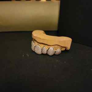 Juego de Grillz de Dientes Personalizados con Diamantes Engastados, Superior e Inferior, de Plata de Ley 925, Joyería Hip Hop para Raperos - Product Image 2
