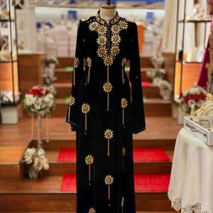 Wholesale Ethnic Wedding Evening Party Wear <b>Kaftan</b> Long Sleeve Floor Length Lightweight <b>Plus</b> <b>Size</b> Polyester Handmade Sequined - Product Image 1